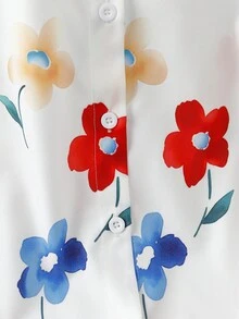 GlowEve Women's Casual Colorful Floral Pattern Sleeveless Shirt - Multicolor - View 3