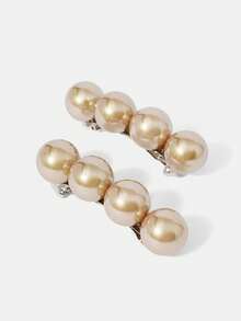MOTF PREMIUM 2PCS FAUX PEARL FRENCH CLIP HAIR CLIPS CLAW CLIPS HAIR CLAWS HAIR BARRETTES - Champagne - View 4