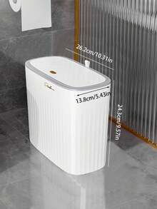 1 szt. Smukły kosz na śmieci z pokrywką, idealny do łazienki i wąskich przestrzeni, lekki, luksusowy kosz na śmieci z nacięciem, kuchnia, łazienka, dom, artykuły gospodarstwa domowego - Wielokolorowe - Zobacz 16