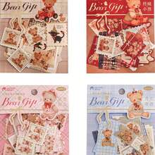 30 Stücke Goldfolie Aufkleber Set - Bär Geschenkdesign, süße vintage dekorative Aufkleber für Journaling, Scrapbooking & Briefumschlag Versiegelung - Verschiedenfarbig - Übersicht 9