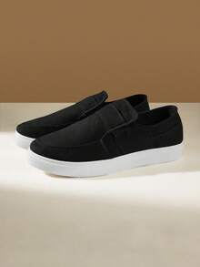 CUCCOO EASI Men's Fashion Simple And Comfortable Slip-On Casual Sports Shoes Board Shoes Non-Slip Students Four-Season Versatile Style Casual Student Sports Shoes Board Shoes - Black - View 3