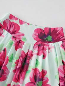 Franclia Falda de línea A con estampado floral elegante de verano para mujer (estampado irregular) - Multicolor - Ver 7