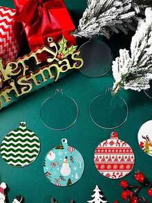 10 buah Ornamen Akrilik Bulat Bening 75mm, Cocok untuk Kerajinan DIY Natal dan Halloween, Dekorasi Gantung Pohon Natal, Natal - Beraneka warna - View 3