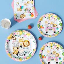 粉色可爱宠物主题派对一次性餐盘、餐巾纸和杯子套装，可供8位客人使用。这款一次性派对用品套装（包括餐盘、餐巾纸和杯子）非常适合生日派对、婚礼和家庭野餐。 - 查看 5