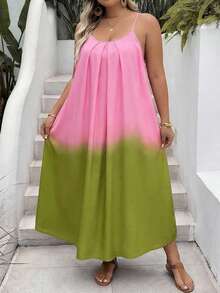 SHEIN CURVE+ 尺码 US22 适合音乐节、海滨度假、波西米亚风的女士条纹V领蝙蝠袖短袖荷叶边下摆休闲连衣裙，秋季女装，冬季，CURVE PLUS - 彩色 - 查看 7