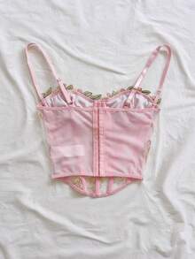 Soleia WYWH Vacation Green Fishbone Embroidered Mesh Bralette,Pink Top - Pink - View 2