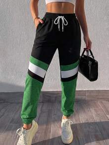 RueChic Của phụ nữ Khối màu Dây rút Quần Chạy bộ - Nhiều màu - Xem 5