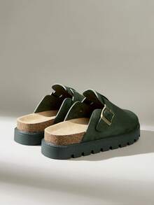 Solecia Ladies Pedal Casual Home Platform Flat-Soled Single Shoes - Dark Green - View 4