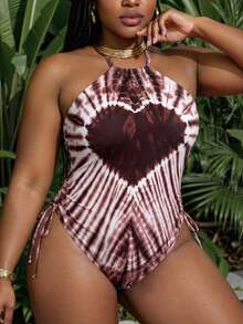 Vaytide 大码连体泳衣，休闲简约印花设计，女士款 - 彩色 - 查看 4