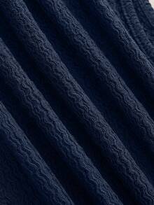 Olithes 时尚新款春夏约会之夜性感优雅修身高领金属扣褶皱无袖连衣裙（女款） - 藏蓝色 - 查看 7