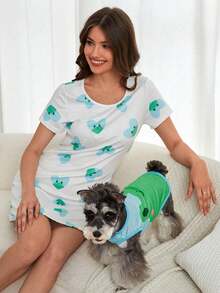 PETSIN 1 pieza Tanque de mascota de moda con estampado de rana verde, ropa para perro - Multicolor - Ver 8