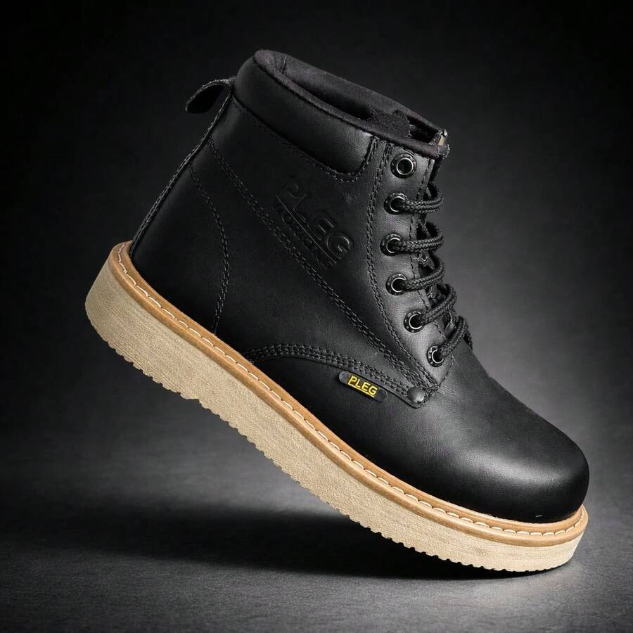 Bota De Trabajo Pleg Working De Piel Antiderrapante Suela De Hule - Negro - Ver 1