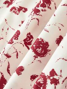 SHEIN MOD Petite 蝴蝶结春假长款夏季印花系带露肩吊带连衣裙 - 彩色 - 查看 5