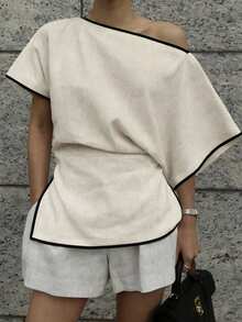 Siren Gaze Women's Trim Shoulder Short Sleeve Fitted Fashion Blouse Women Casual Outfits Outfit Ideas For Women Trending Outfit Chic Outfit Outfit Accessories - Multicolor - View 8