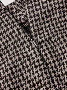 SHEIN MOD 女士千鸟格开衩下摆休闲阔腿裤 - 棕色 - 查看 5