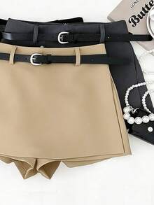 Franclia New Apricot High Waist Suit Skirt For Women, Spring/Summer - Khaki - View 3