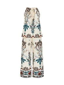 Louniche Women's Casual Vacation Bohemian Placement Print Sleeveless Top And Wide Leg Pants 2 Pieces Set, Spring/Summer - Multicolor - View 2