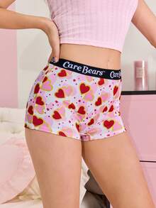 SHEIN X Care Bears 3条装女士低腰三角内裤，白色、粉色、黑色，带字母印花 - 粉色 - 查看 5