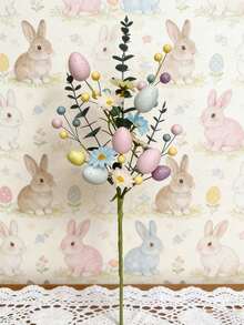 Artificial Easter Floral Spray With Speckled Eggs And Colorful Berries | Plastic Spring Decor Centerpiece With Pastel Eggs, Daisies And Branches, For Easter Table Decor Artificial Easter Egg Vine Spray With Pastel Eggs And Berries Plastic Spring Floral Spray, For Centerpieces And Wreath Decor, Suitable For Floral Arrangements - Centerpiece Decor, Birthday And Graduation Gifts - Multicolor - View 7