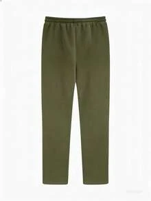 Manfinity Roghcode Pantalones de chándal con cordón en la cintura y estampado de cruz para hombre - Verde militar - Ver 2