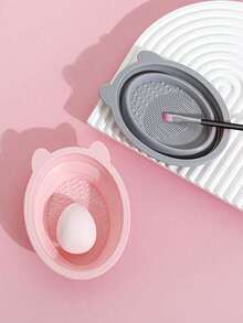1 buah/2 buah warna Pink/Abu-abu/Ungu, Alat Pembersih Kuas Makeup, Set Alat Pembersih Kuas Kosmetik yang Dapat Diperpanjang & Digunakan Kembali, Untuk Kuas, Puff Bedak, dan Spons, Set Aksesoris Makeup, Hadiah - MultiWarna - View 7