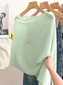 GlowEve Áo choàng poncho nữ màu trắng dáng rộng, thoải mái, thích hợp cho mùa xuân và mùa hè. - Màu xanh Bạc hà - Xem 4