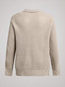 Officeau Men's Zip-Up Knitted Sweater With Collar, Versatile For Daily Business Casual Wear, Autumn/Winter - Grey - View 2