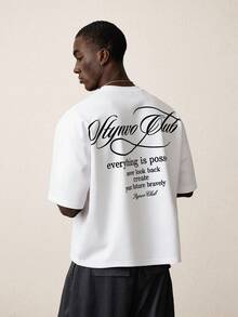 STYNVO Áo thun nam tay ngắn cổ tròn in khẩu hiệu, kiểu dáng thường ngày. - trắng - Xem 5