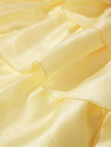 BELROSIE Robe mini bustier vintage de station balnéaire en tissu satin brillant, minimaliste, ajustée, à plusieurs couches, avec jupe bouffante - Jaune citron - Voir 7
