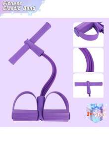 Four-Tube Leg Pedal Resistance Band, Sit-Up Assist, Fitness Equipment, Leg Massager. - Purple - View 7