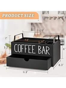 1pc Wooden Coffee Bar Storage Box, Used For Tabletop Coffee Capsules Or Racks, Tabletop Storage Boxes, Condiments And Coffee, Bar Decoration, Home Storage, Room Decoration, Etc - Multicolor - View 5