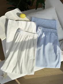 SHEIN EZwear 大码休闲弹力腰宽松阔腿裤 - 彩色 - 查看 6