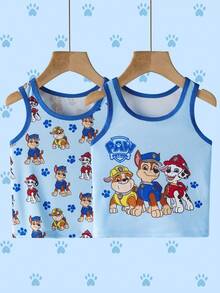 SHEIN | PAW Patrol 2件/套 男童卡通印花圆领背心 - 藍色 - 查看 1