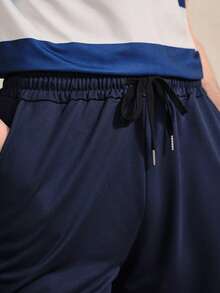 Courvante Men's Casual Solid Color Summer Tennis Sports Shorts, Navy, With Pockets & Drawstring, Basic Athleisure - Navy Blue - View 8