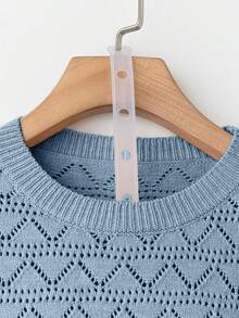 GlowEve Conjunto de 2 piezas de top de punto con abertura y pantalones cortos de unicolor casual para mujer - Celeste - Ver 6