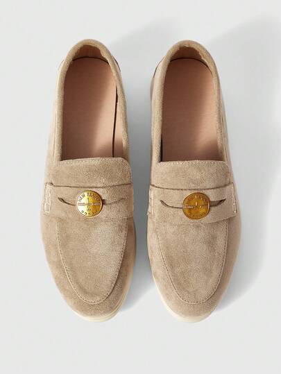 Sleekvia 女士复古风小金币圆头英式 Leffa 平底舒适鞋