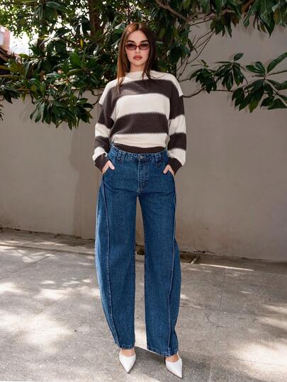 Bris Aura 女士新款时尚蓝色弯腿裤，适合情人节、母亲节等高端场合