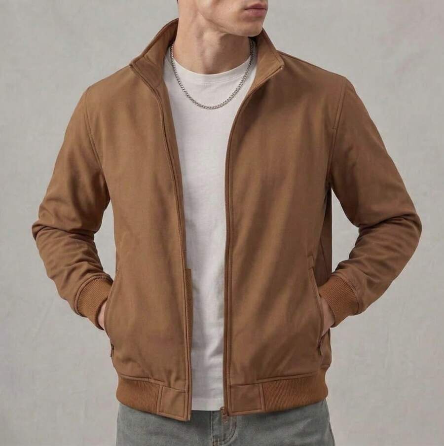 Chaqueta LIgera Para Caballero con Bolsillos con Cierres - Camel - Ver 1