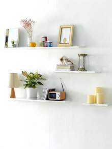 1PC/4PCS Fluted Wall Mounted Shelf Wood With Storage Rack Unique Design For Living Room Bedroom Office Entryway Hallway Home Decor Wall Storage Organization Display Holder - White - View 6
