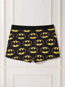BATMAN X SHEIN 女士卡通印花松紧腰平角内裤 - 黑色 - 查看 2