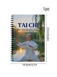 1pc Tai Chi Themed Planner, Spiral-Bound Notebook, Perfect Gift For Tai Chi Enthusiasts Suitable For Study Office Work And Back-To-School Season - multicolor - View 2