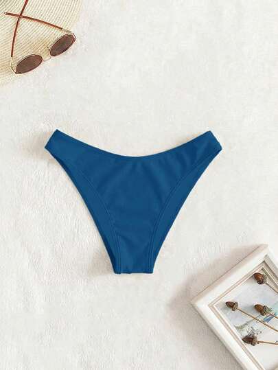 Swim Vcay 女士纯色高腰比基尼泳裤，适合夏季海滩度假