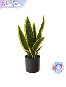 人造虎尾兰盆栽，仿真虎尾兰（Sansevieria Trifasciata）植物，白色花盆，热带仿真虎尾兰，适合家居、办公室、房间室内装饰，乔迁礼物。 - 綠色 - 查看 9