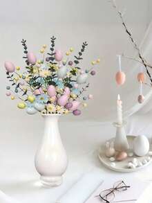 Artificial Easter Floral Spray With Speckled Eggs And Colorful Berries | Plastic Spring Decor Centerpiece With Pastel Eggs, Daisies And Branches, For Easter Table Decor Artificial Easter Egg Vine Spray With Pastel Eggs And Berries Plastic Spring Floral Spray, For Centerpieces And Wreath Decor, Suitable For Floral Arrangements - Centerpiece Decor, Birthday And Graduation Gifts - Multicolor - View 3