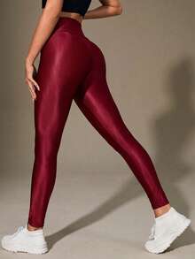 SHEIN Cottnline Wideband Waist Skinny Pants - Red - View 2