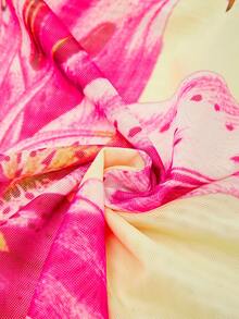 Swim Oasis 女士绿松石色花卉金属扣露背扎染印花浪漫优雅高端连体网纱连衣裙套装，两件套，春夏 - 彩色 - 查看 11