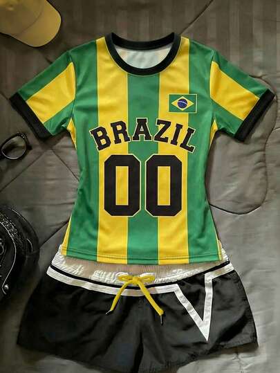 Glimmora 女士休闲印花圆领短袖T恤