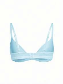 Ocili Women's Comfortable Minimalist Solid Color Wireless Bra With Spaghetti Strap - Baby Blue - View 7