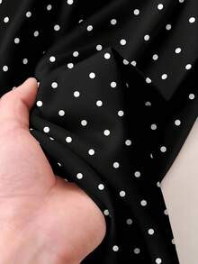 SHEIN CURVE+ 大码女式休闲波点印花宽松裤，黑色，适合度假、音乐节等场合 - 彩色 - 查看 3