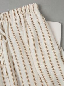 Franclia Women's Casual Elastic Waist Drawstring Striped Pants, Versatile Vacation Trousers For Spring/Summer - Multicolor - View 5